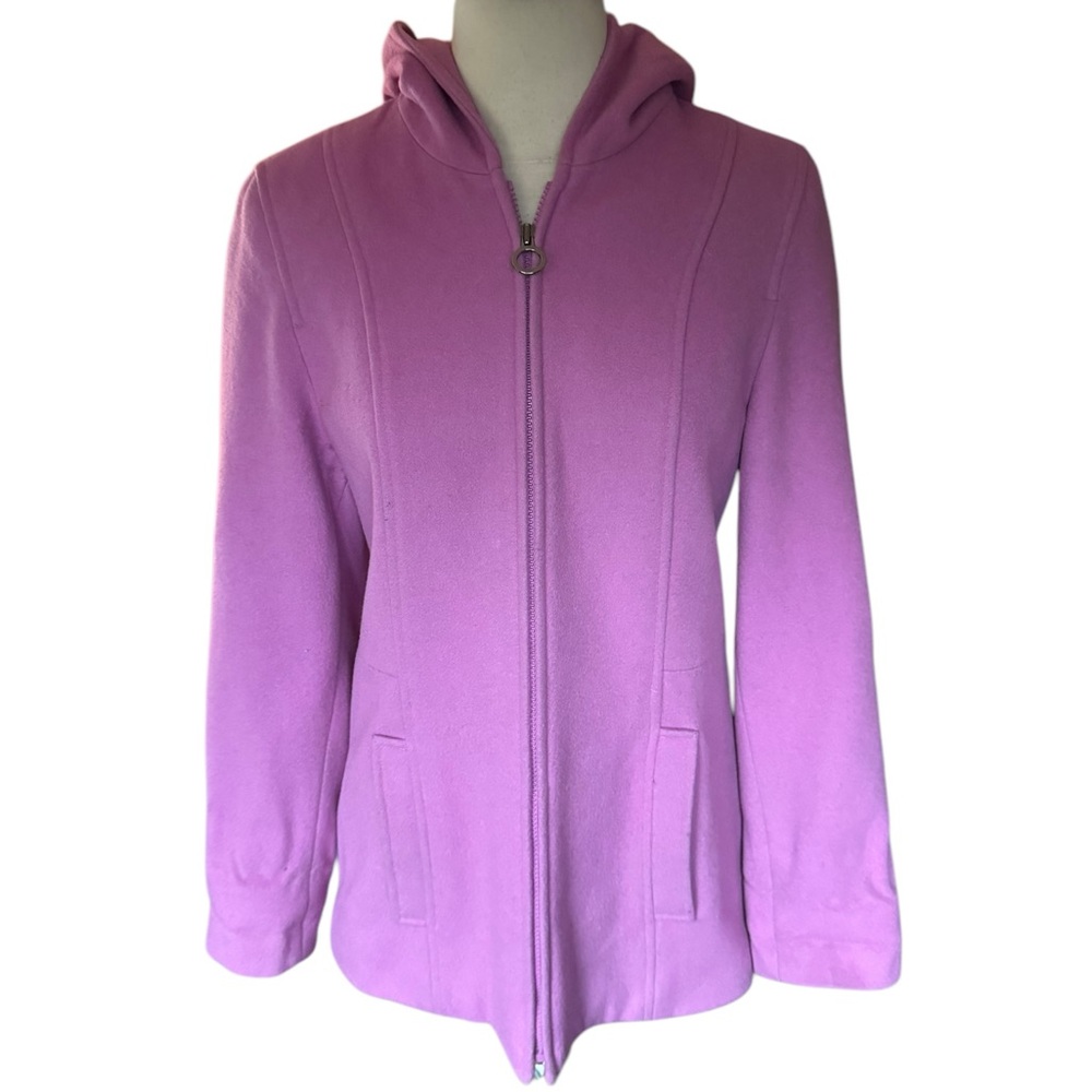 Anne Klein Lined Wool Zip Up Jacket